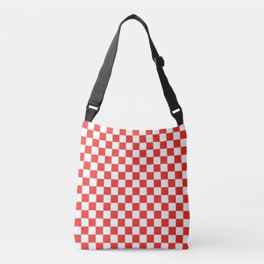 Rood en Wit Checkerboard Patroon Bag Crossbody Tas (Voorkant)
