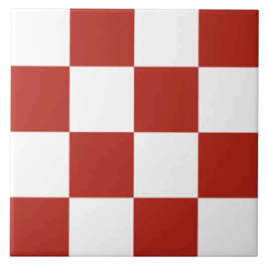 Rood en Wit checkerpatroon Tegeltje (Voorkant)