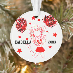 Rood en wit Cheerleader 📣 Girl Ornament