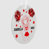 Rood en wit Cheerleader 📣 Girl Ornament (voorkant)