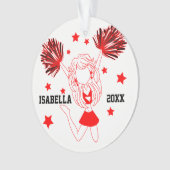 Rood en wit Cheerleader 📣 Girl Ornament (voorkant)