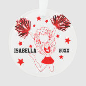 Rood en wit Cheerleader 📣 Girl Ornament (voorkant)