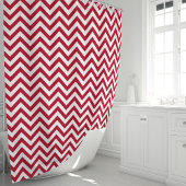 Rood en Wit Chevron Douchegordijn