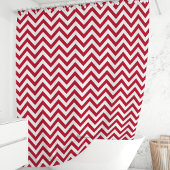 Rood en Wit Chevron Douchegordijn