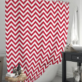 Rood en Wit Chevron Douchegordijn