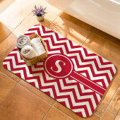 Rood en wit Chevron monogram Badmat