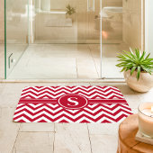 Rood en wit Chevron monogram Badmat