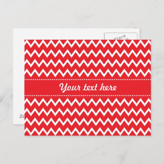 Rood en wit Chevron Pattern Briefkaart (Voorkant / Achterkant)