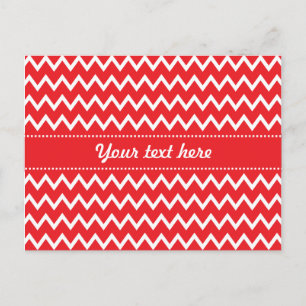 Rood en wit Chevron Pattern Briefkaart