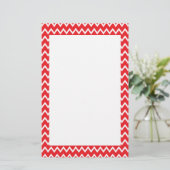 Rood en wit Chevron Pattern Briefpapier (Staand voorkant)