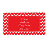 Rood en wit Chevron Pattern Etiket (Voorkant)