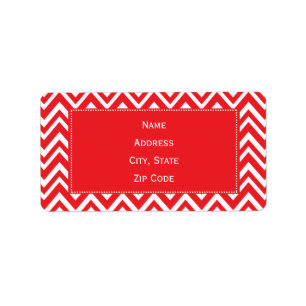 Rood en wit Chevron Pattern Etiket