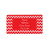 Rood en wit Chevron Pattern Etiket (Voorkant)