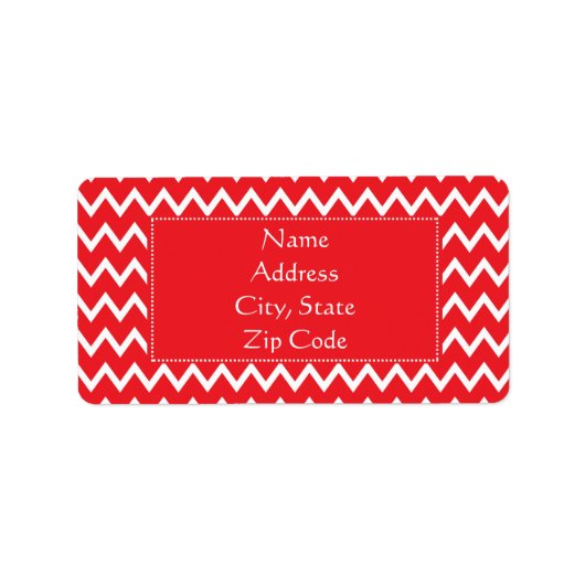 Rood en wit Chevron Pattern Etiket (Voorkant)
