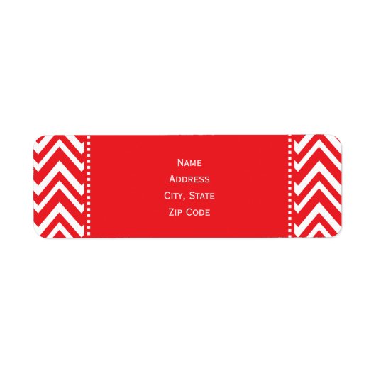 Rood en wit Chevron Pattern Etiket (Voorkant)