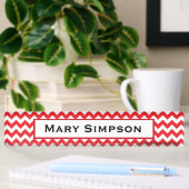 Rood en wit Chevron Print Name Bord Naambordje