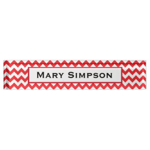 Rood en wit Chevron Print Name Bord Naambordje
