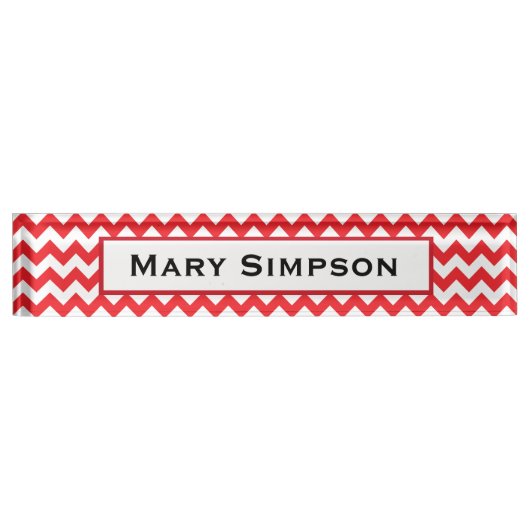 Rood en wit Chevron Print Name Bord Naambordje (Voorkant)