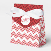 Rood en wit Chevron Wedding voor Monogram Gift Bedankdoosjes (Voorkant Zijde)