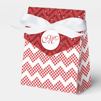 Rood en wit Chevron Wedding voor Monogram Gift Bedankdoosjes