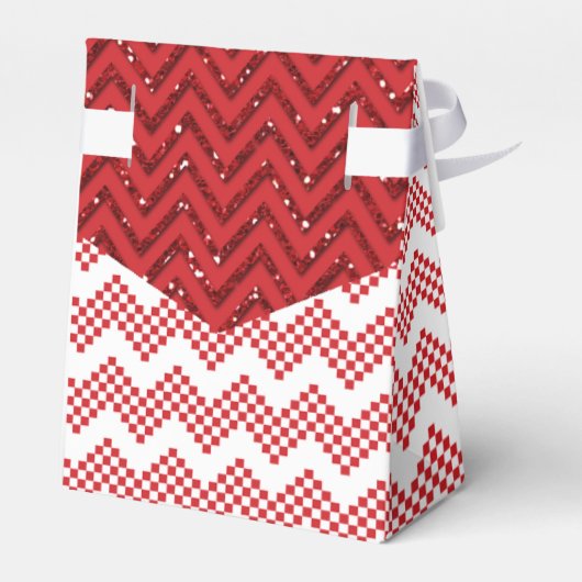 Rood en wit Chevron Wedding voor Monogram Gift Bedankdoosjes (Achterkant)