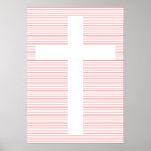 Rood en wit Christelijk kruis minimalistische lijn Poster (Voorkant)