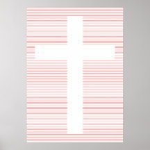 Rood en wit Christelijk kruis minimalistische lijn