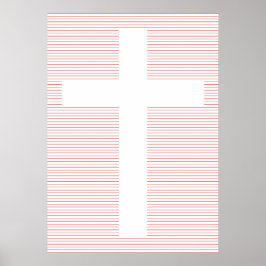 Rood en wit Christelijk kruis minimalistische lijn Poster