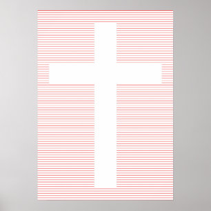 Rood en wit Christelijk kruis minimalistische lijn Poster