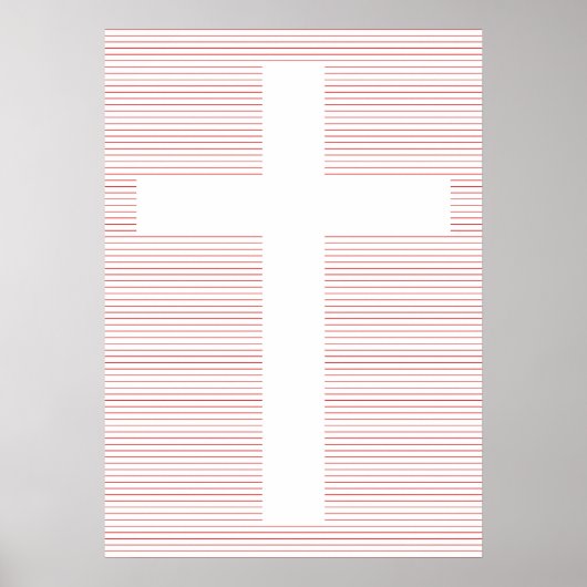 Rood en wit Christelijk kruis minimalistische lijn Poster (Voorkant)