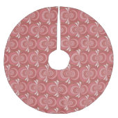 Rood en wit cirkelvormig fractaal ontwerp kerstboom rok (Voorkant)