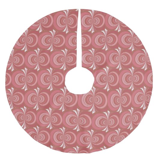 Rood en wit cirkelvormig fractaal ontwerp kerstboom rok (Voorkant)