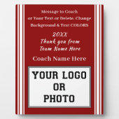 Rood en wit, Coaches Plaques met Team Afbeelding Fotoplaat (Voorkant)