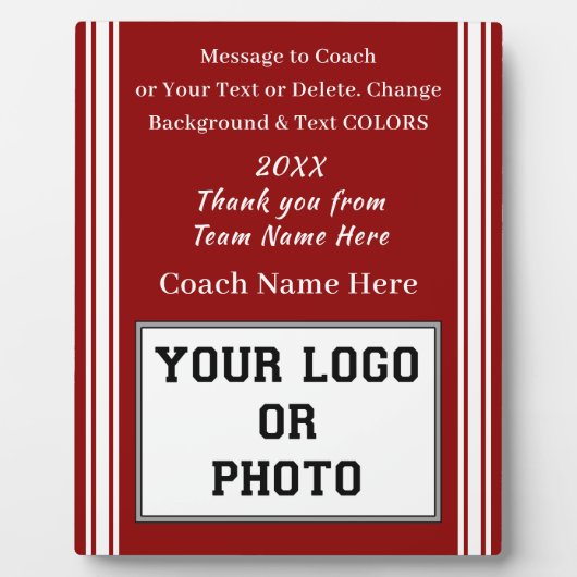Rood en wit, Coaches Plaques met Team Afbeelding Fotoplaat (Voorkant)
