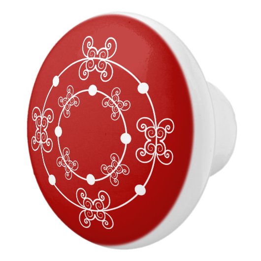 Rood en wit | Concentrische cirkels Decoratieve kn Keramische Knop (Rechts)