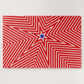 Rood en Wit Cool Geometrische Star USA vlag vlagge Legpuzzel (Horizontaal)