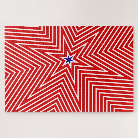 Rood en Wit Cool Geometrische Star USA vlag vlagge Legpuzzel (Horizontaal)