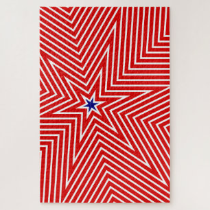 Rood en Wit Cool Geometrische Star USA vlag vlagge Legpuzzel