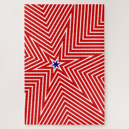 Rood en Wit Cool Geometrische Star USA vlag vlagge Legpuzzel (Verticaal)