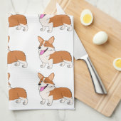 Rood en wit Corgis Theedoek (Quarter Fold)