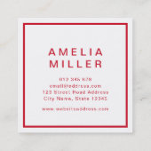 Rood en Wit Corporate Modern Professional Vierkante Visitekaartje (Achterkant)