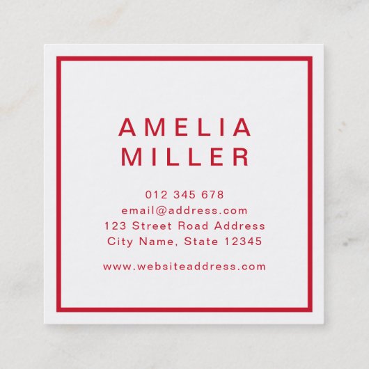 Rood en Wit Corporate Modern Professional Vierkante Visitekaartje (Achterkant)