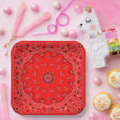 Rood en Wit Cowboy Bandana 2 Papieren Bordje (Feest)