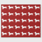 Rood en wit Dachshund-ontwerp Cadeaupapier (Vlak)