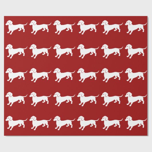Rood en wit Dachshund-ontwerp Cadeaupapier (Vlak)