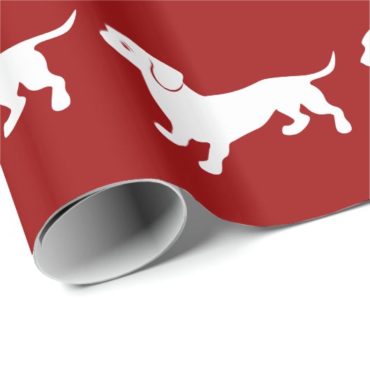 Rood en wit Dachshund-ontwerp Cadeaupapier (Rol Hoek)