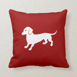 Rood en wit Dachshund-ontwerp Kussen
