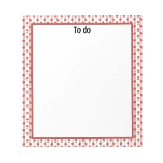 Rood en wit Daisy Gingham Notitieblok (Voorkant)