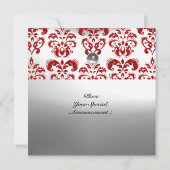 ROOD EN WIT DAMAST PATROON GEM STEEN MONOGRAM KAART (Achterkant)