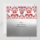 ROOD EN WIT DAMASTEN EDLE STEEN MONOGRAM KAART (Achterkant)